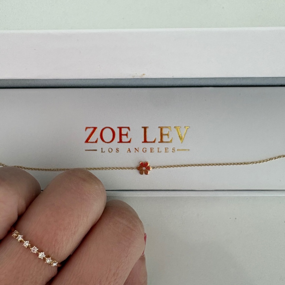 14k Gold Tiny Flower Bracelet with Diamond ($305 originally)